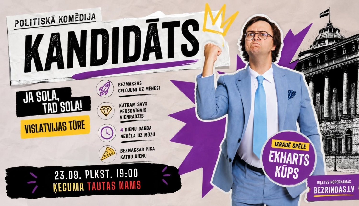 Riharda Čerkovska jeb Ekharta Kūpa jaunā stāvizrāde “Kandidāts” Ķegumā
