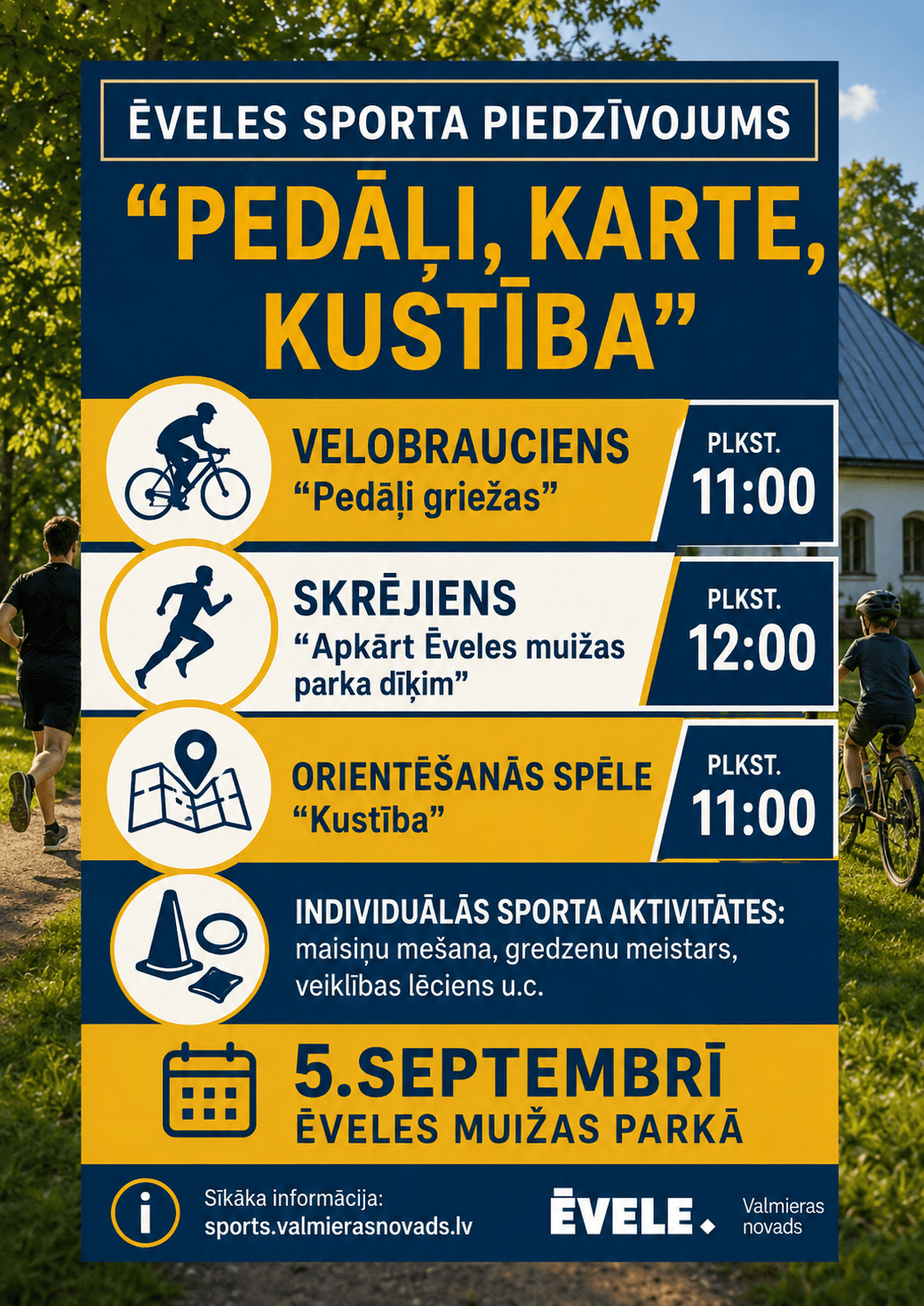 Sporta diena Ēvelē "PEDĀĻI, KARTE, KUSTĪBA"