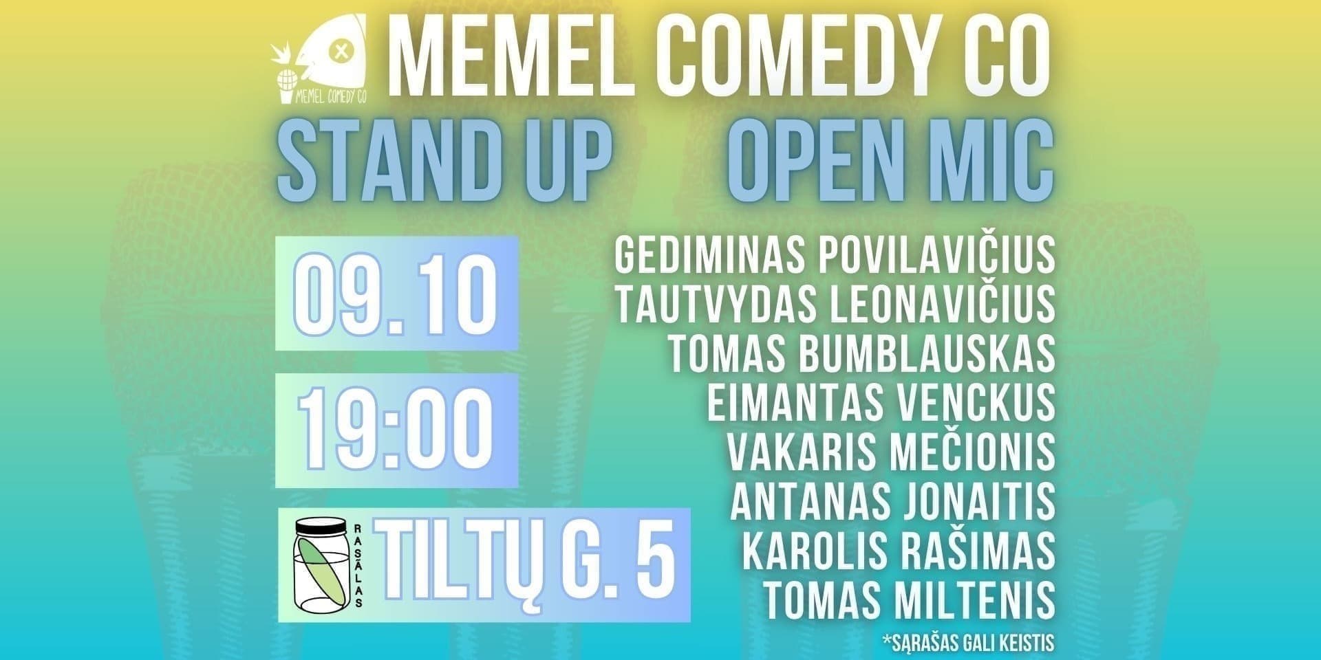 Humoro renginys „Stand Up Open Mic – Memel Comedy Co“