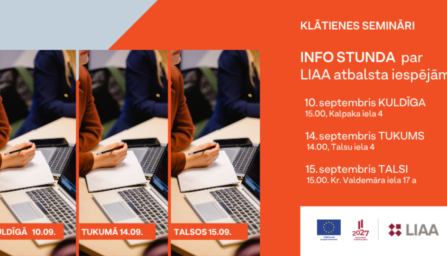 Info stundas Kuldīgā, Tukumā un Talsos