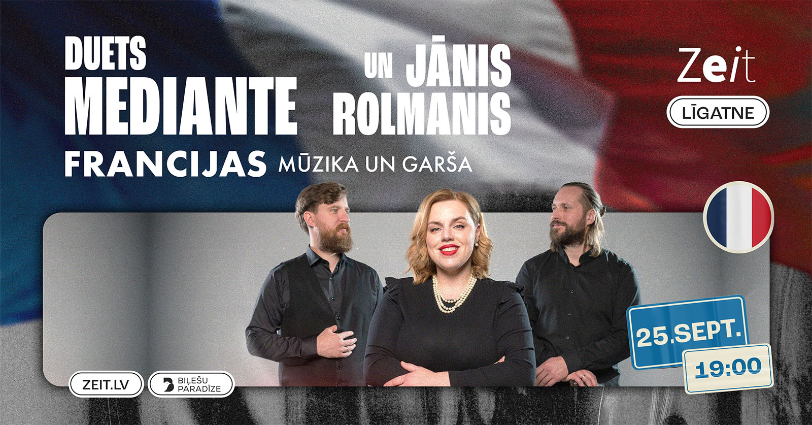 Francijas mūzikas un garšas vakars kopā ar duetu MEDIANTE un JĀNI ROLMANI