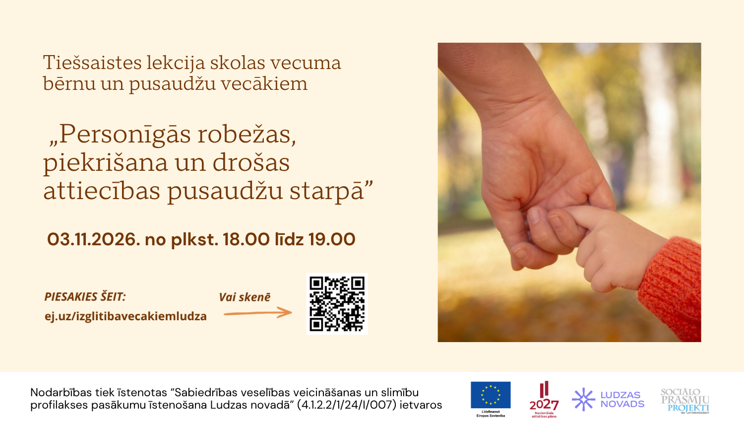 Tiešsaistes lekcija vecākiem: „Personīgās robežas, piekrišana un drošas attiecības pusaudžu starpā”