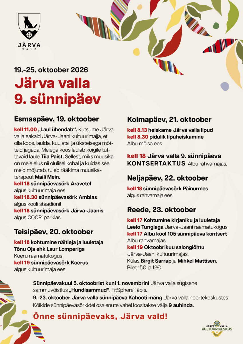 Järva valla 9. sünnipäev. NÄDALA KAVA