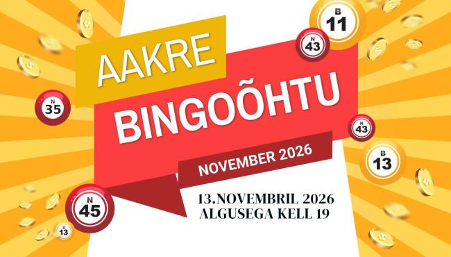 Aakre bingoõhtu november 2026 vol 19