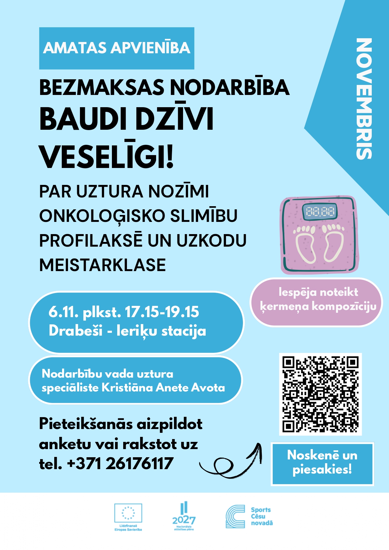 Bezmaksas nodarbība “Baudi dzīvi veselīgi”